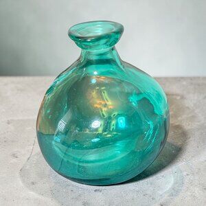 Vidrios San Miguel 100% Recycled Aqua Blue Glass Bulb Vase